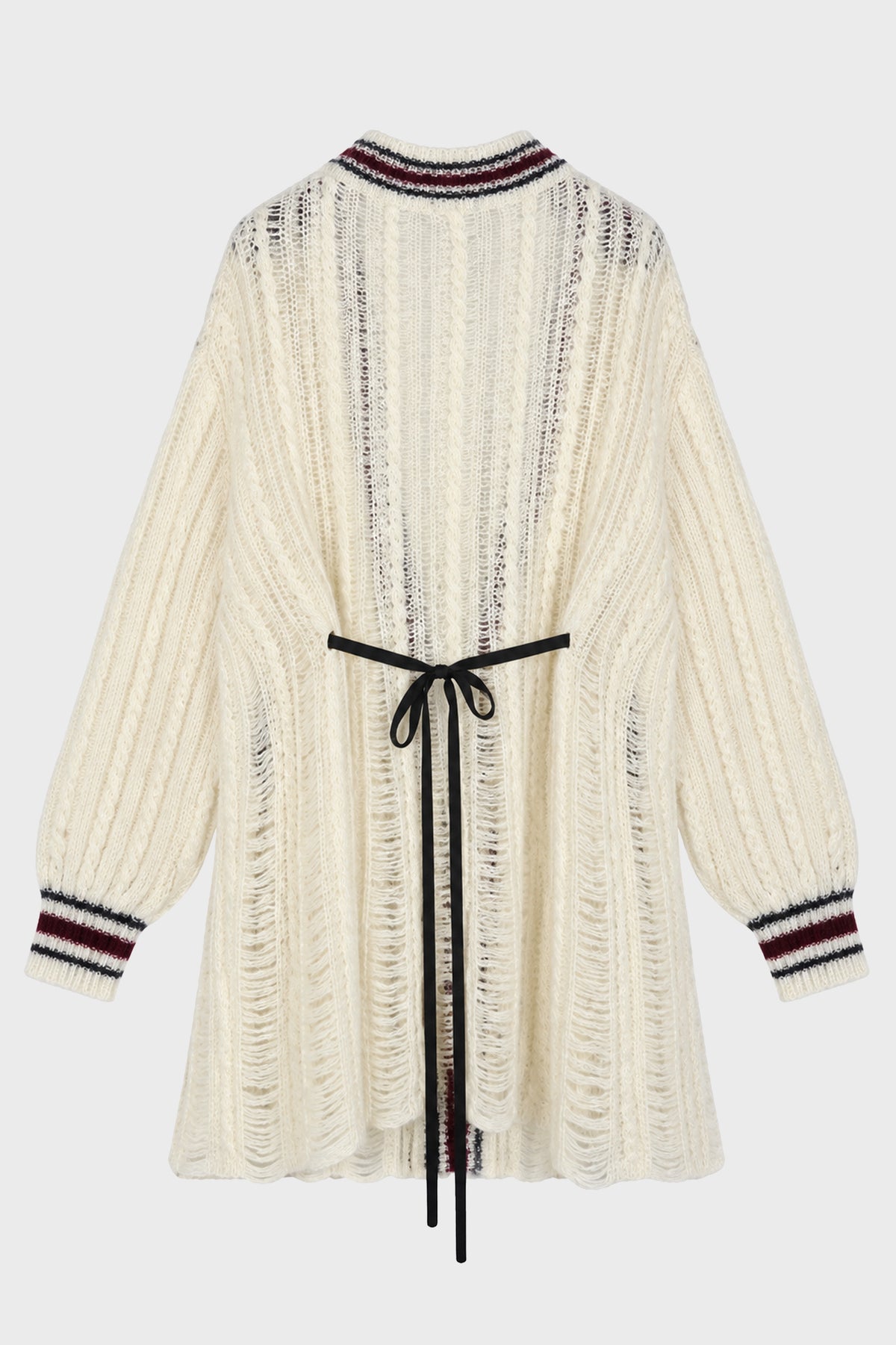 ULVER CABLE KNIT LADDER STITCH CARDIGAN WARM WHITE