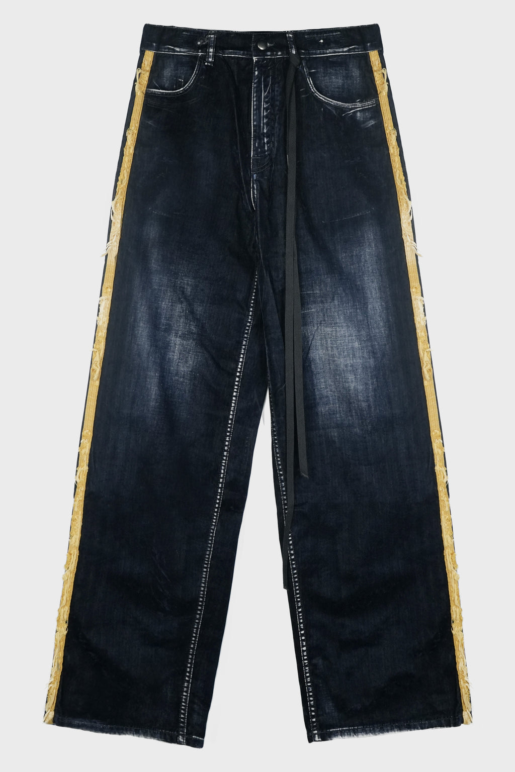 HANNO 5-POCKETS TROUSERS W/ SIDE BANDS NAVY