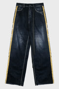 HANNO 5-POCKETS TROUSERS W/ SIDE BANDS NAVY