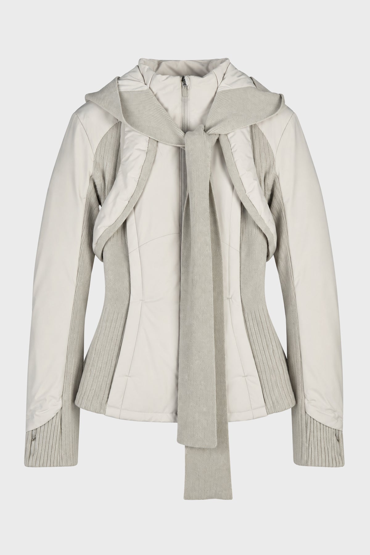PANELED JACKET w/ HARNESS HOODIE FRENCH GREY
