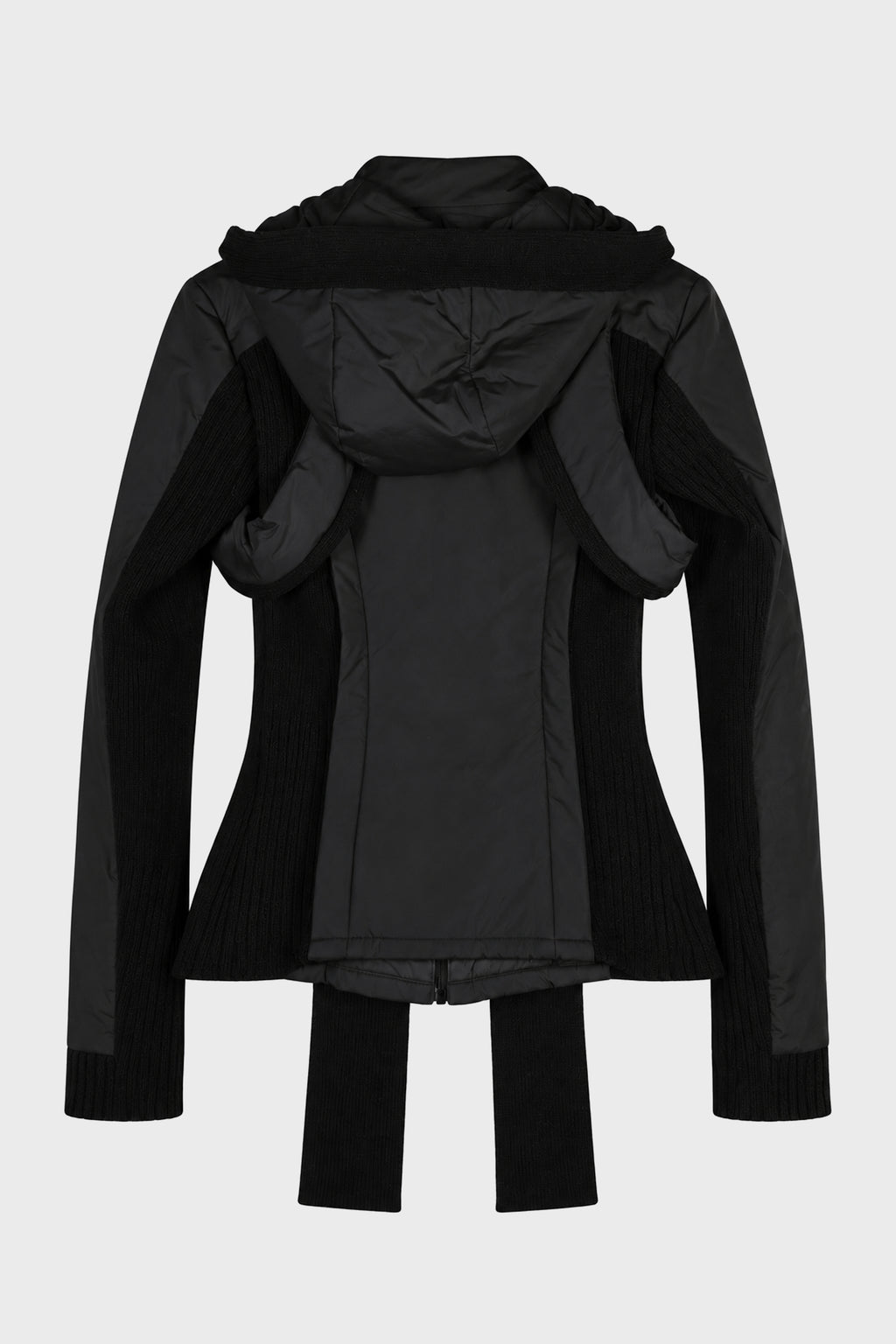 PANELED JACKET w/ HARNESS HOODIE BLACK