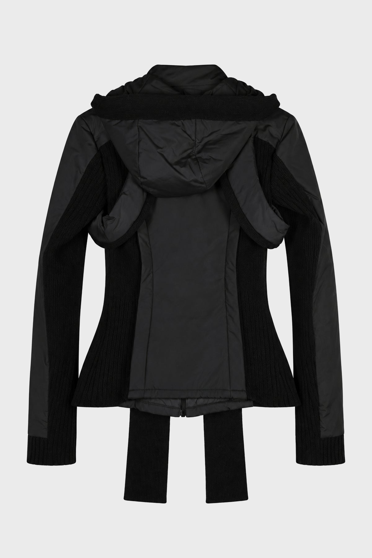 PANELED JACKET w/ HARNESS HOODIE BLACK