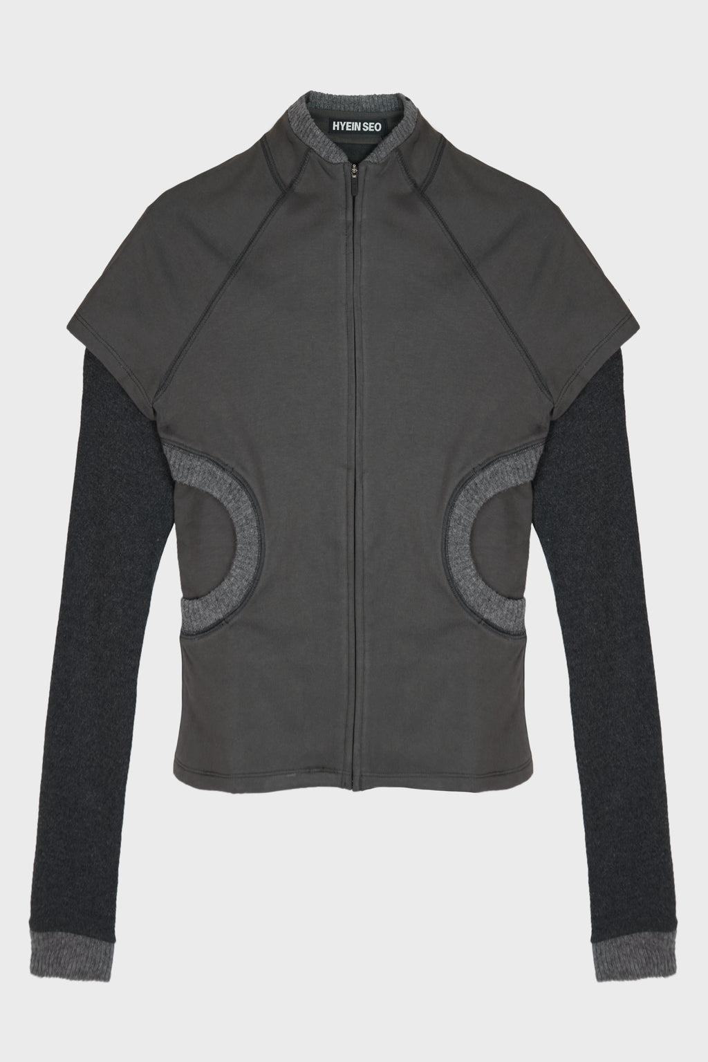 LAYERED ZIP TOP SMOKY GREY