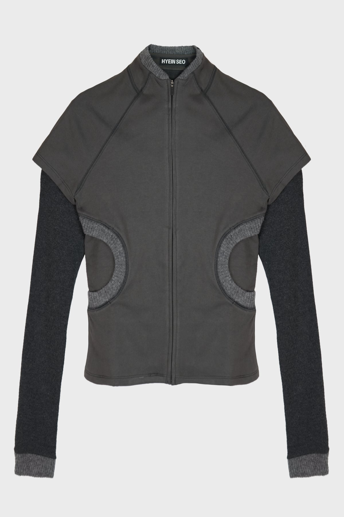 LAYERED ZIP TOP SMOKY GREY