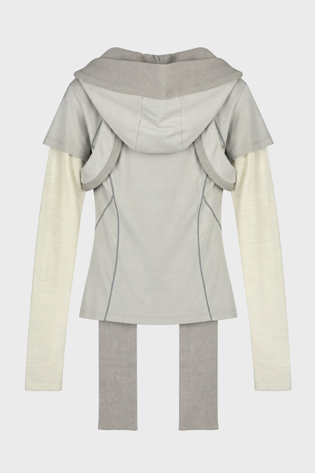 LAYERED T-SHIRT w/ HARNESS HOODIE FRENCH GREY