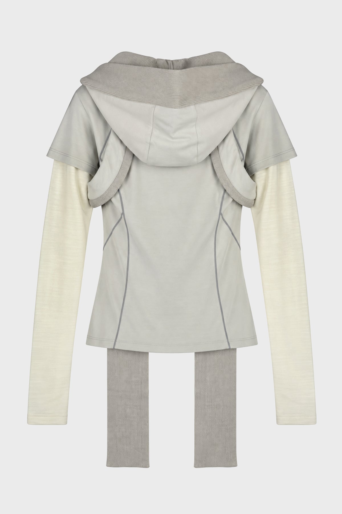 LAYERED T-SHIRT w/ HARNESS HOODIE FRENCH GREY