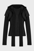 LAYERED T-SHIRT w/ HARNESS HOODIE BLACK