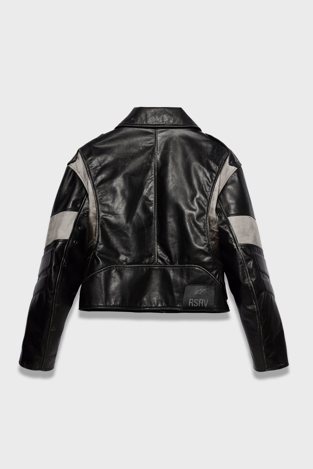 RSRV CLUBBER LEATHER JACKET BLACK ICE GREY