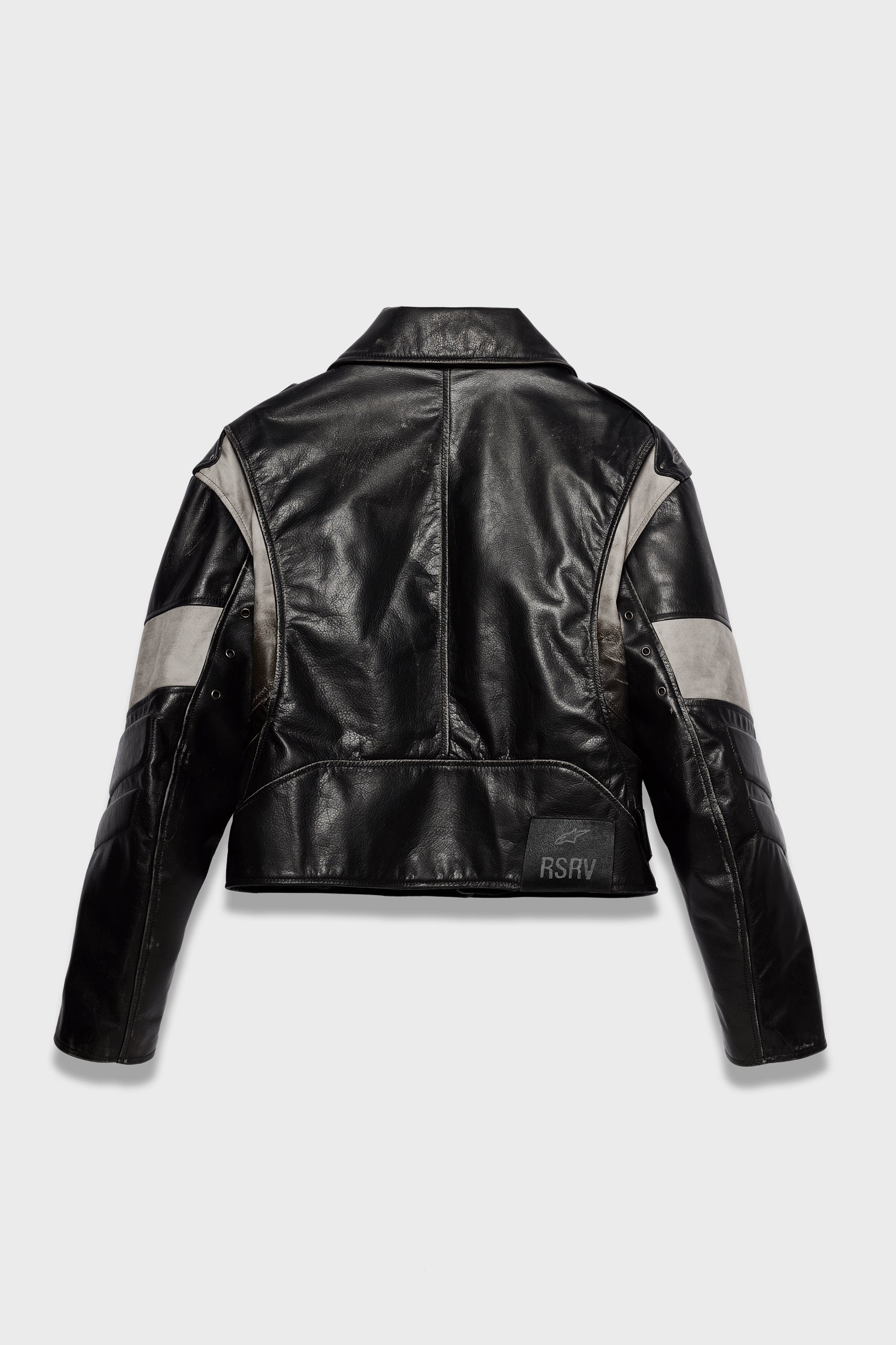 RSRV CLUBBER LEATHER JACKET BLACK ICE GREY