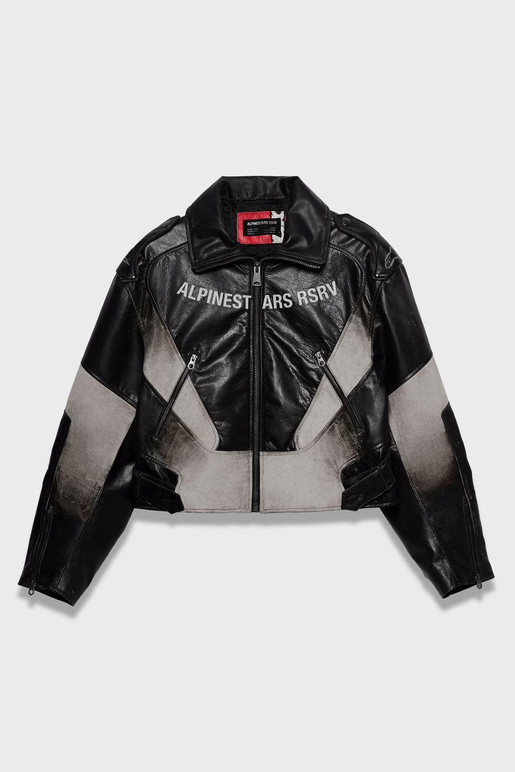 RSRV CLUBBER LEATHER JACKET BLACK ICE GREY