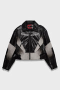 RSRV CLUBBER LEATHER JACKET BLACK ICE GREY