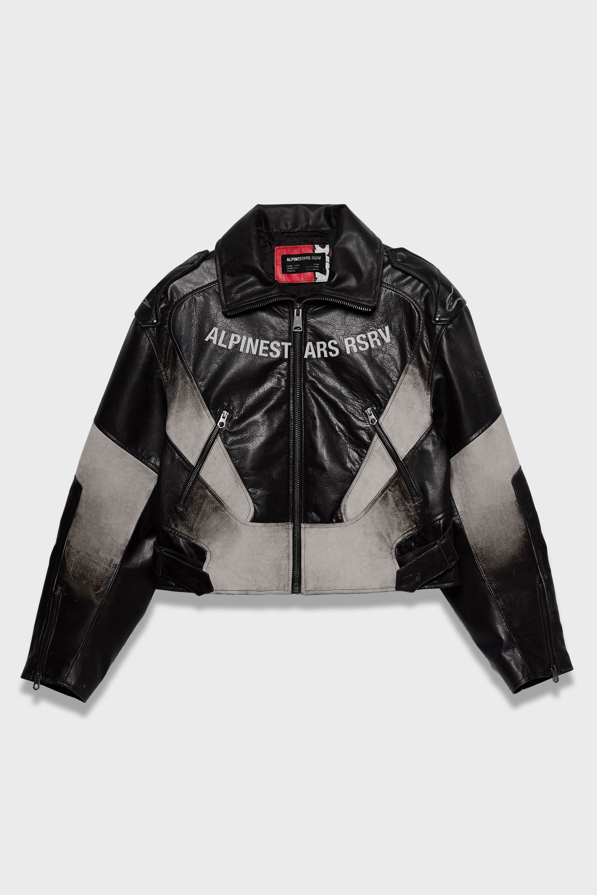 RSRV CLUBBER LEATHER JACKET BLACK ICE GREY