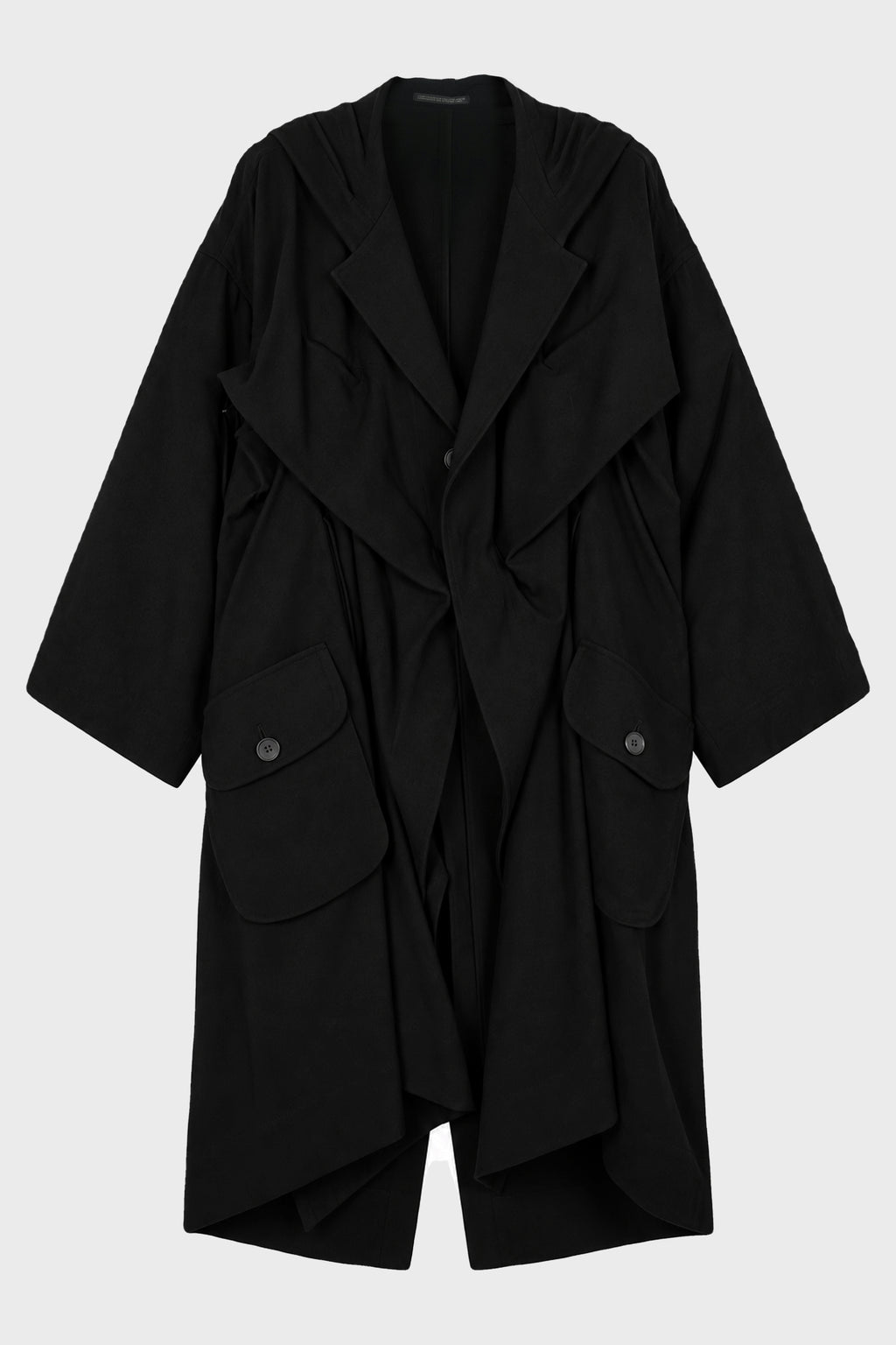 HOODED O SLEEVE COAT BLACK