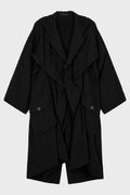 HOODED O SLEEVE COAT BLACK