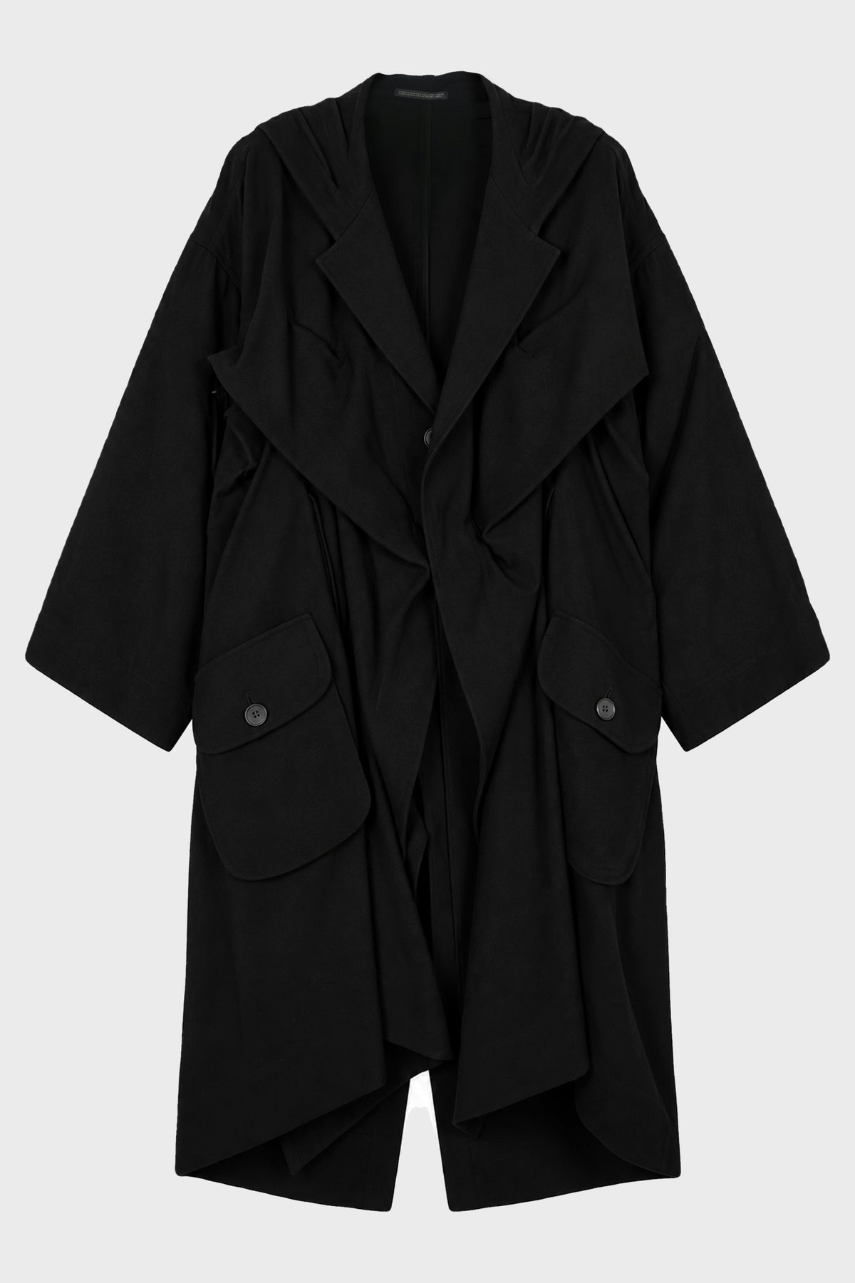 HOODED O SLEEVE COAT BLACK