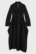 PEAKED FLARE LONG COAT BLACK