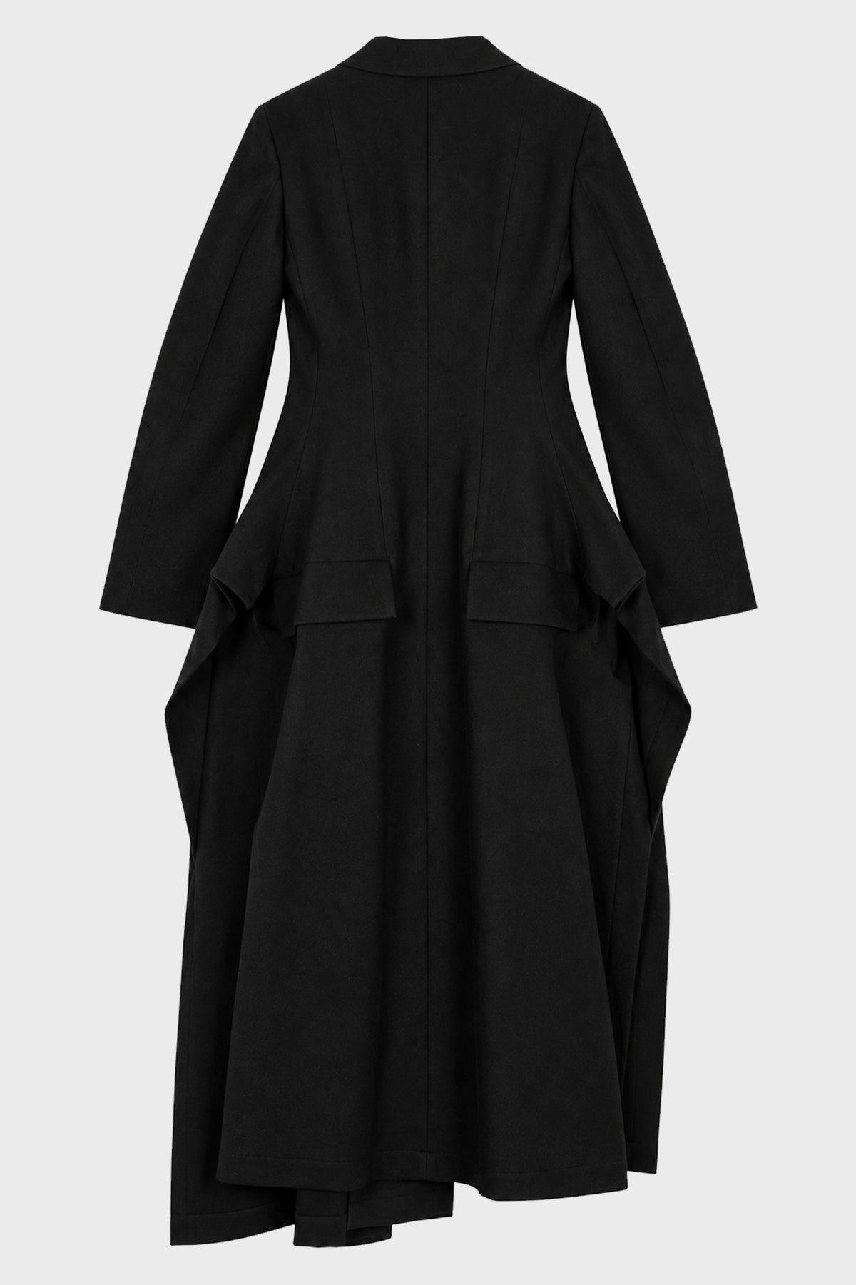 PEAKED FLARE LONG COAT BLACK