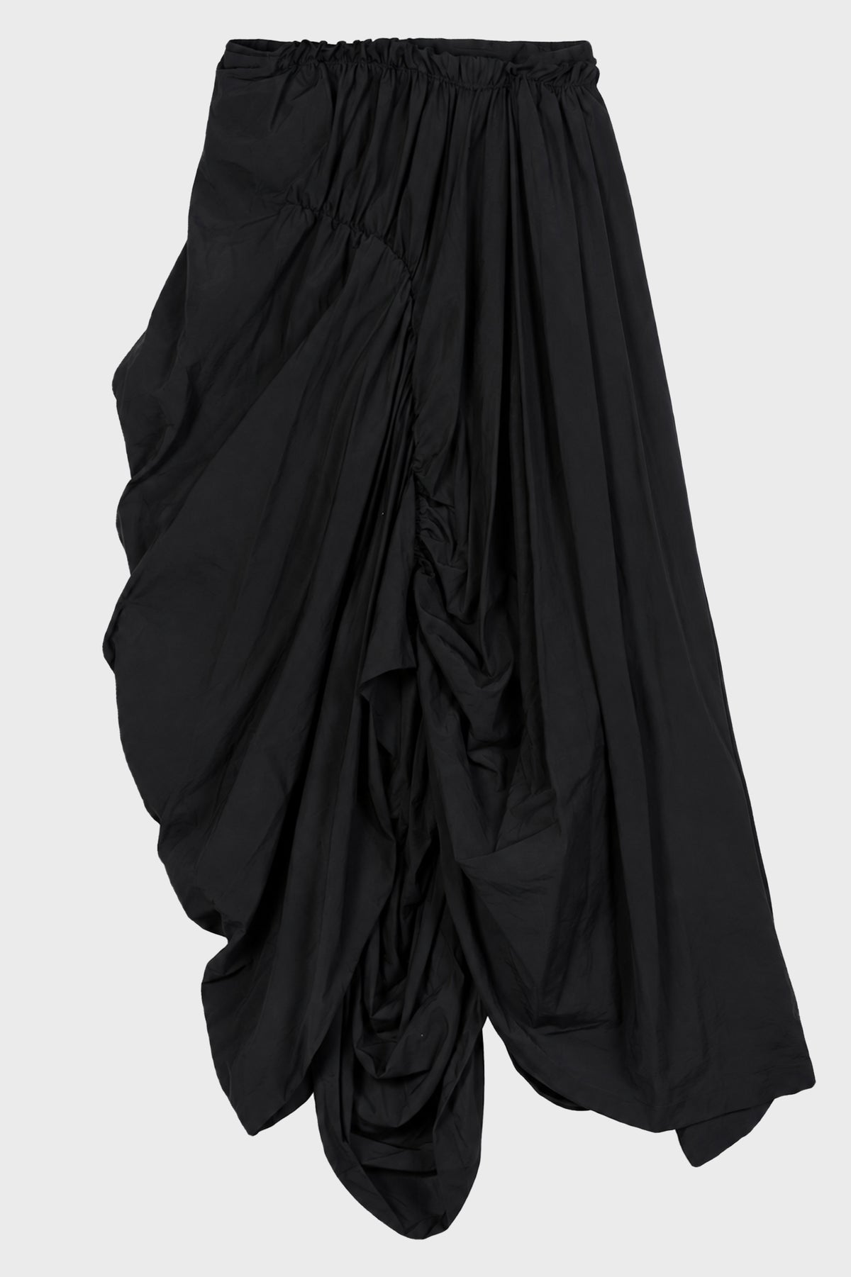 PANELED GATHER SKIRT BLACK