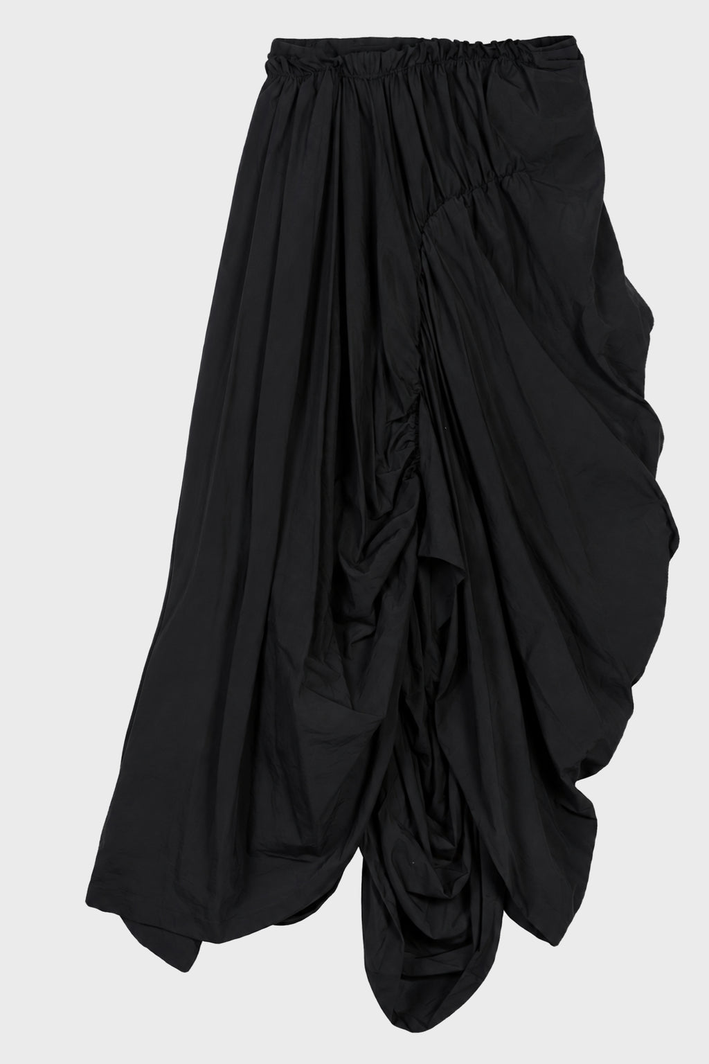 PANELED GATHER SKIRT BLACK