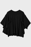 DRAPED LONG SLV T BLACK
