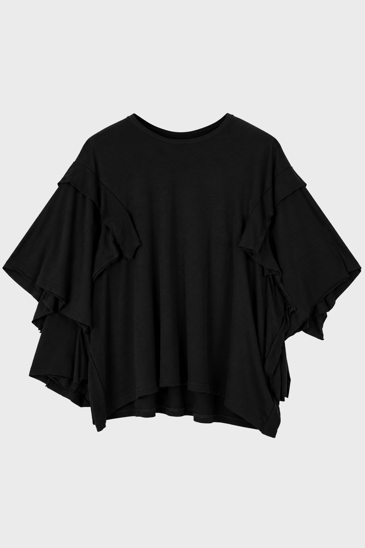 DRAPED LONG SLV T BLACK