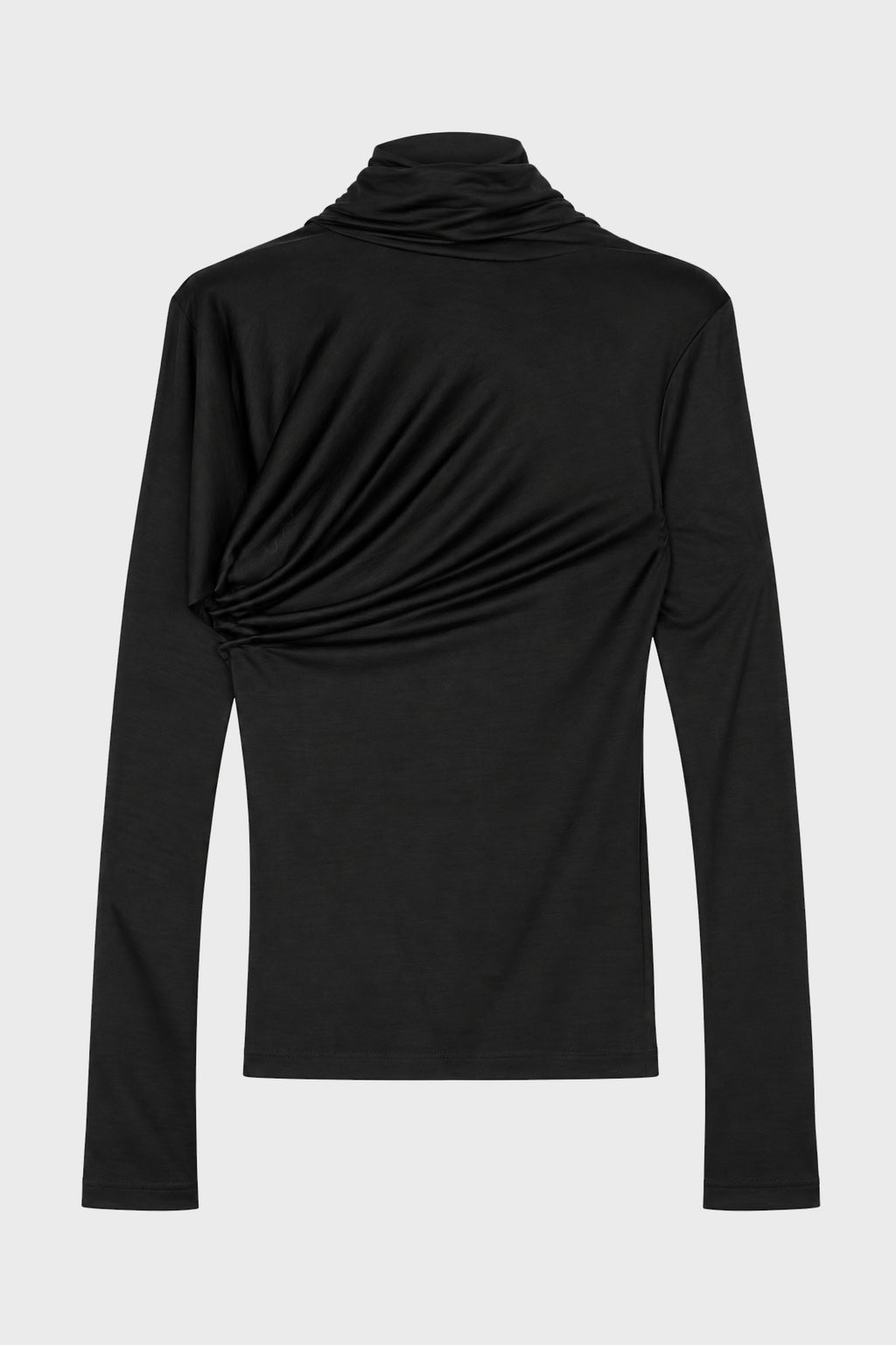 DIGONAL BUTTON GATHERED T BLACK