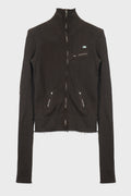 KNIT ZIPUP CARDIGAN BROWN