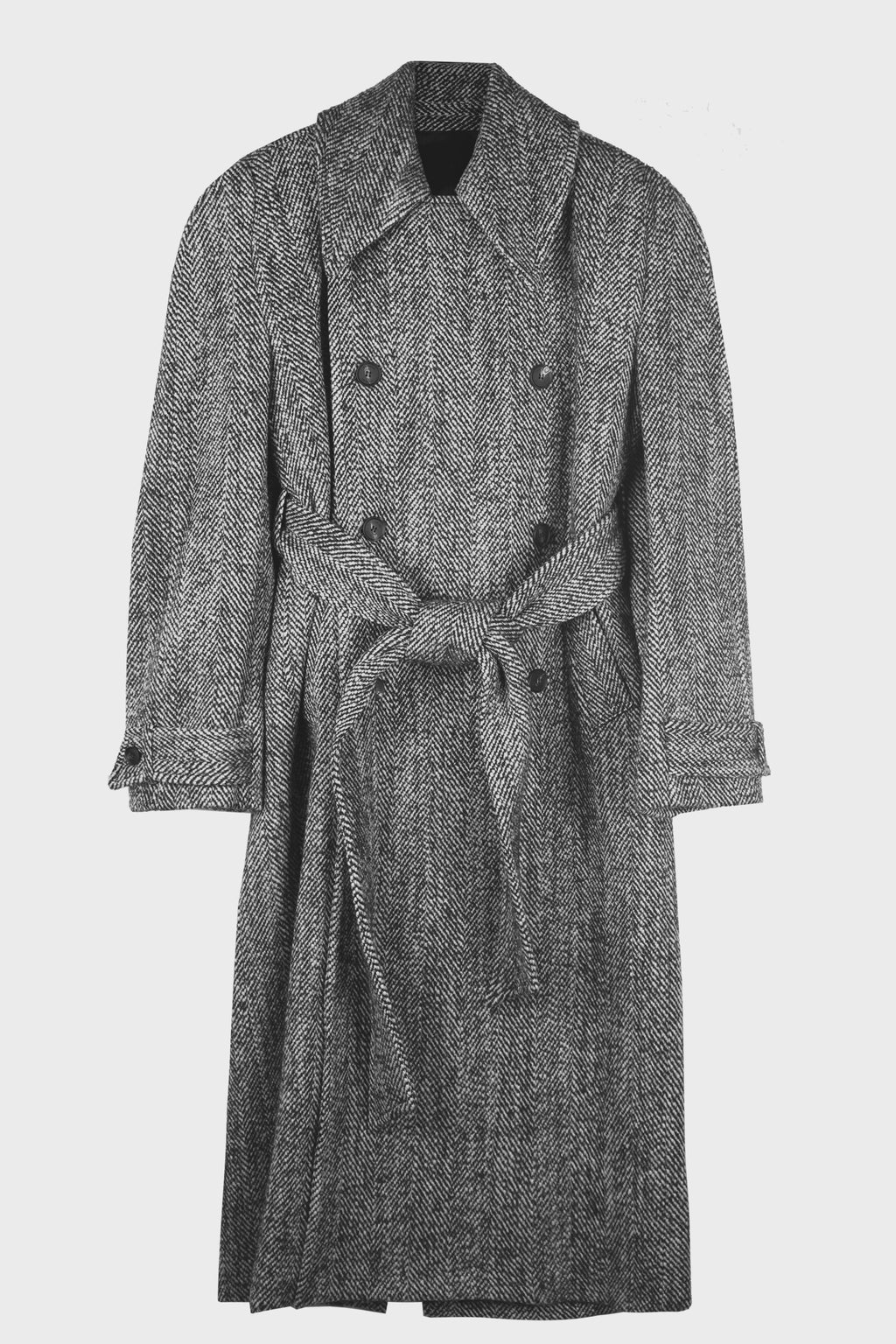 STRUCTURED RAGLAN COAT BLACK WHITE