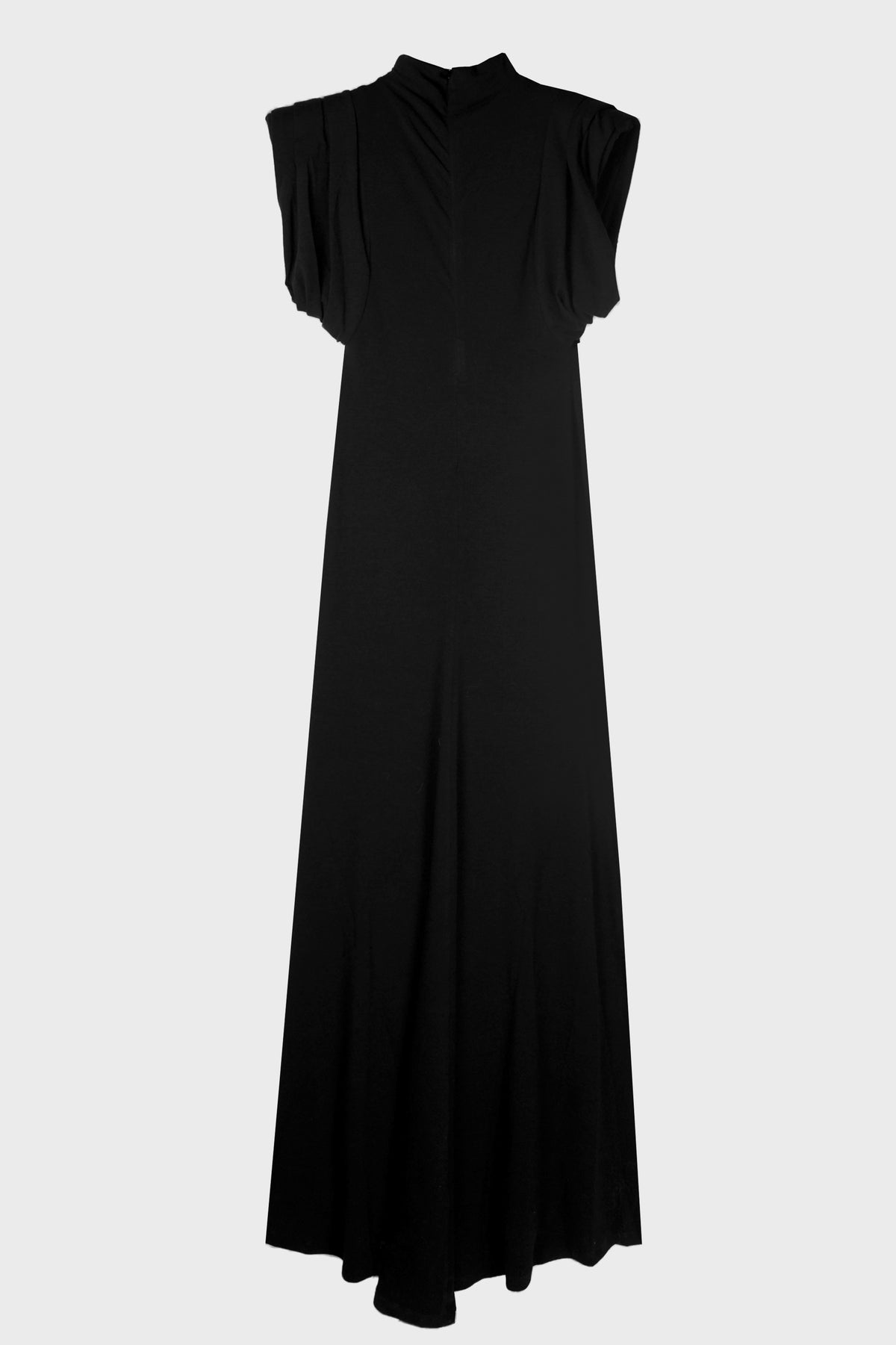 DRAPED SLEEVELESS GOWN BLACK