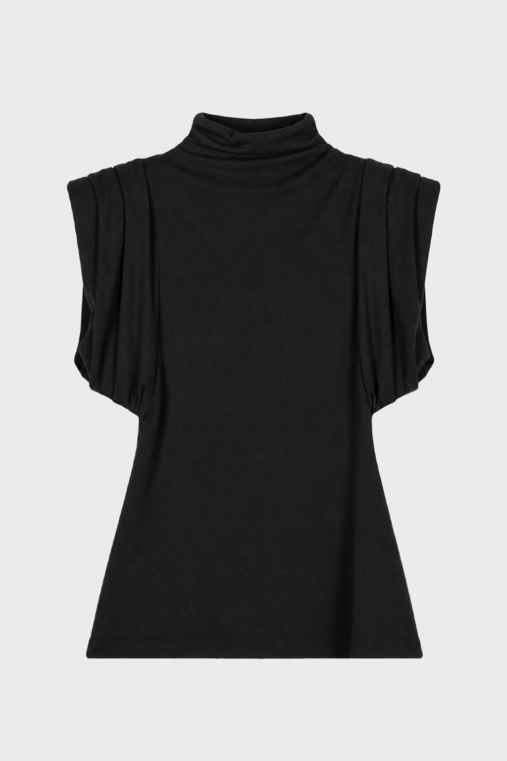 DRAPED SLEEVELESS TOP BLACK