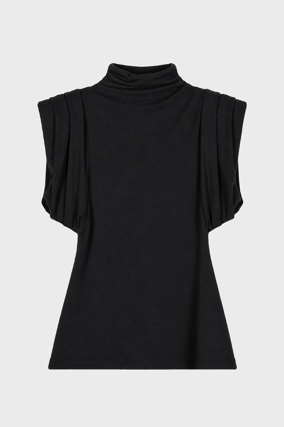 DRAPED SLEEVELESS TOP BLACK