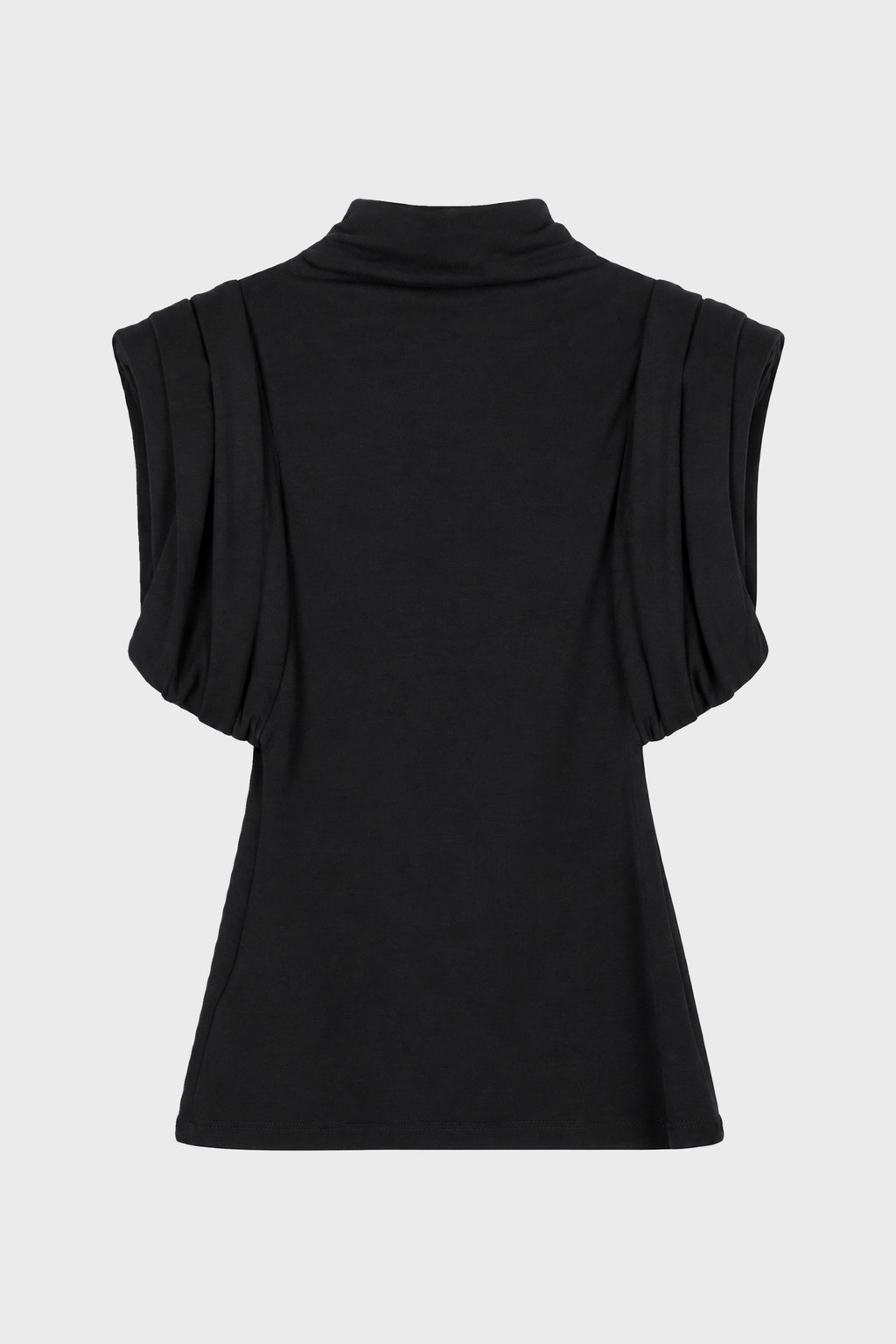 DRAPED SLEEVELESS TOP BLACK