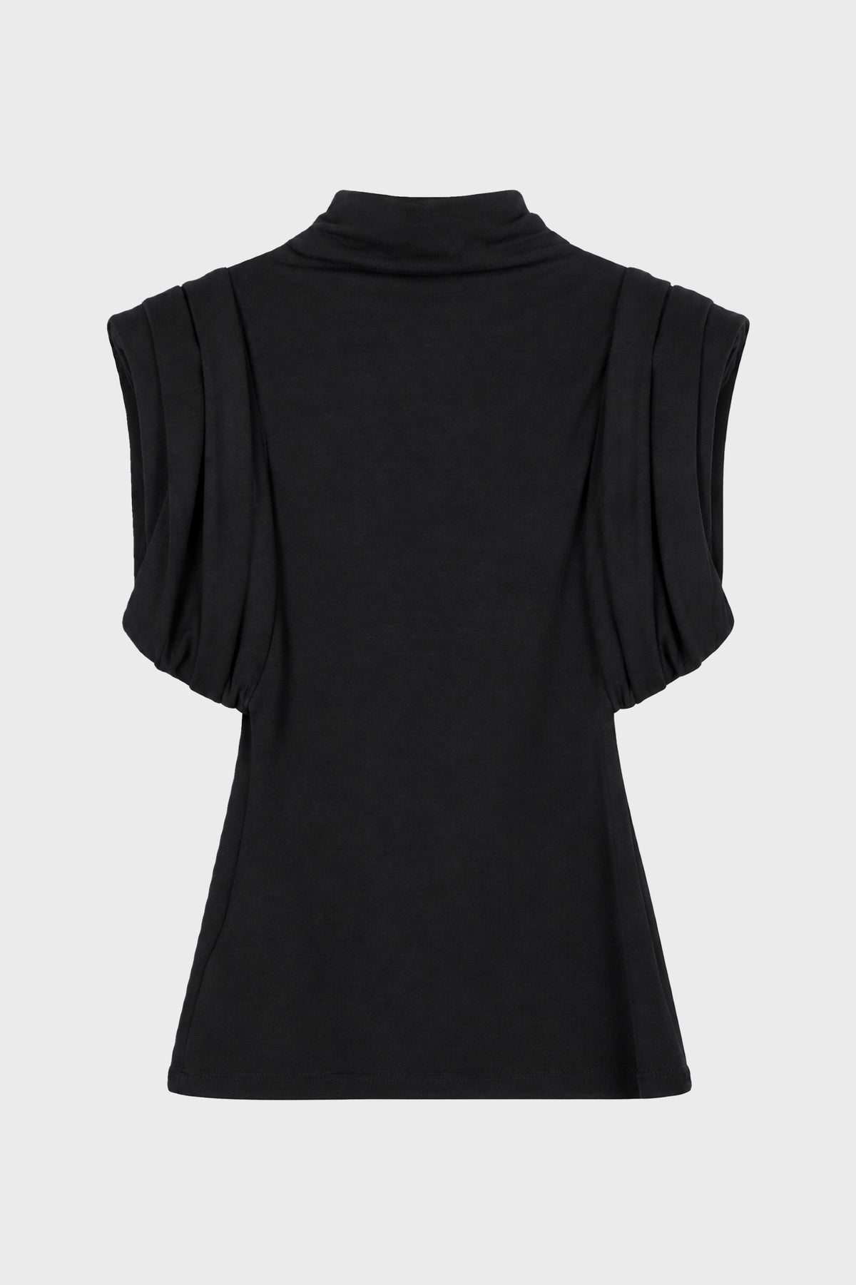 DRAPED SLEEVELESS TOP BLACK