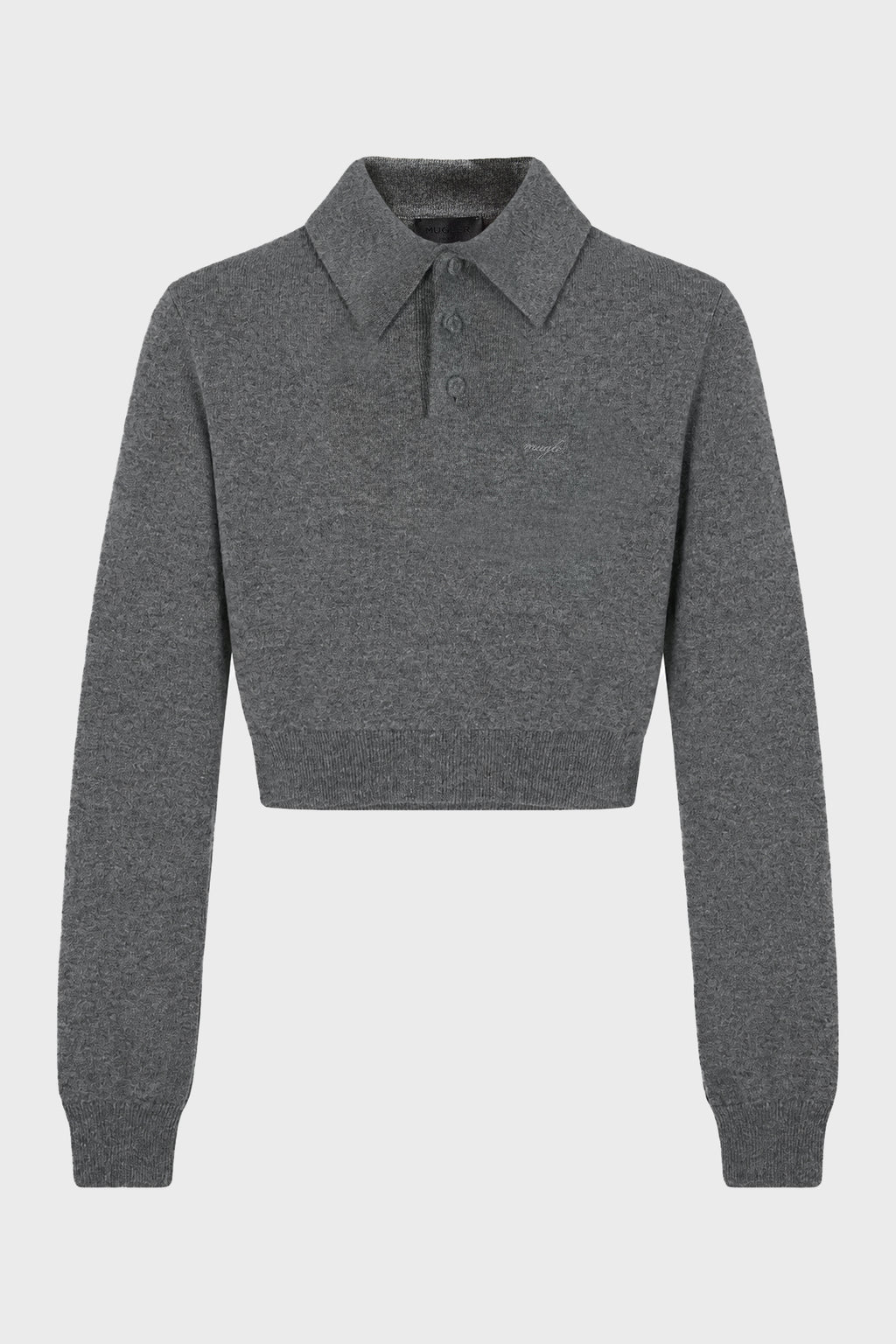 KNIT POLO HEATHER GREY