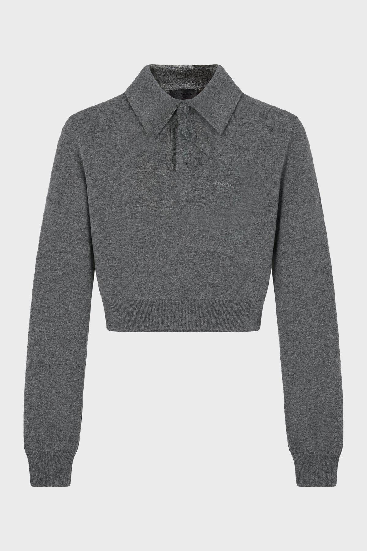 KNIT POLO HEATHER GREY