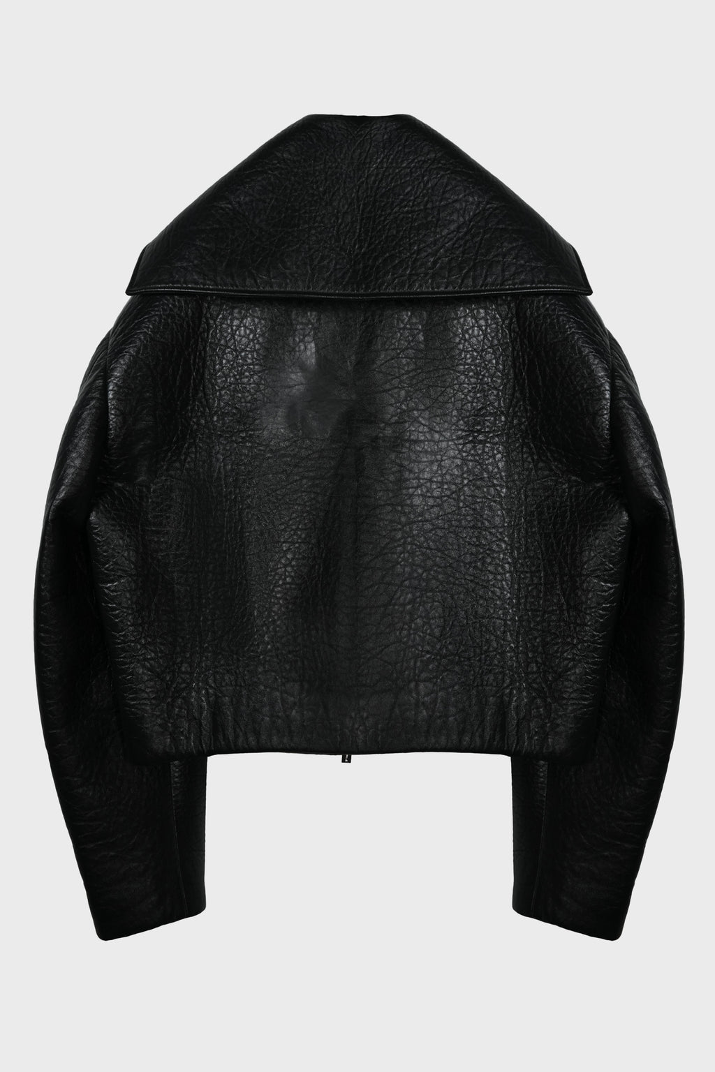 CURVED FRONT ZIP LEATHER JACKET