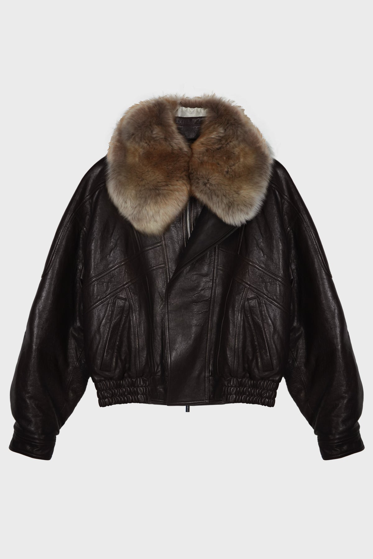 SHEARLINGCOLLAR BIKER LEATHER JACKET RED BROWN