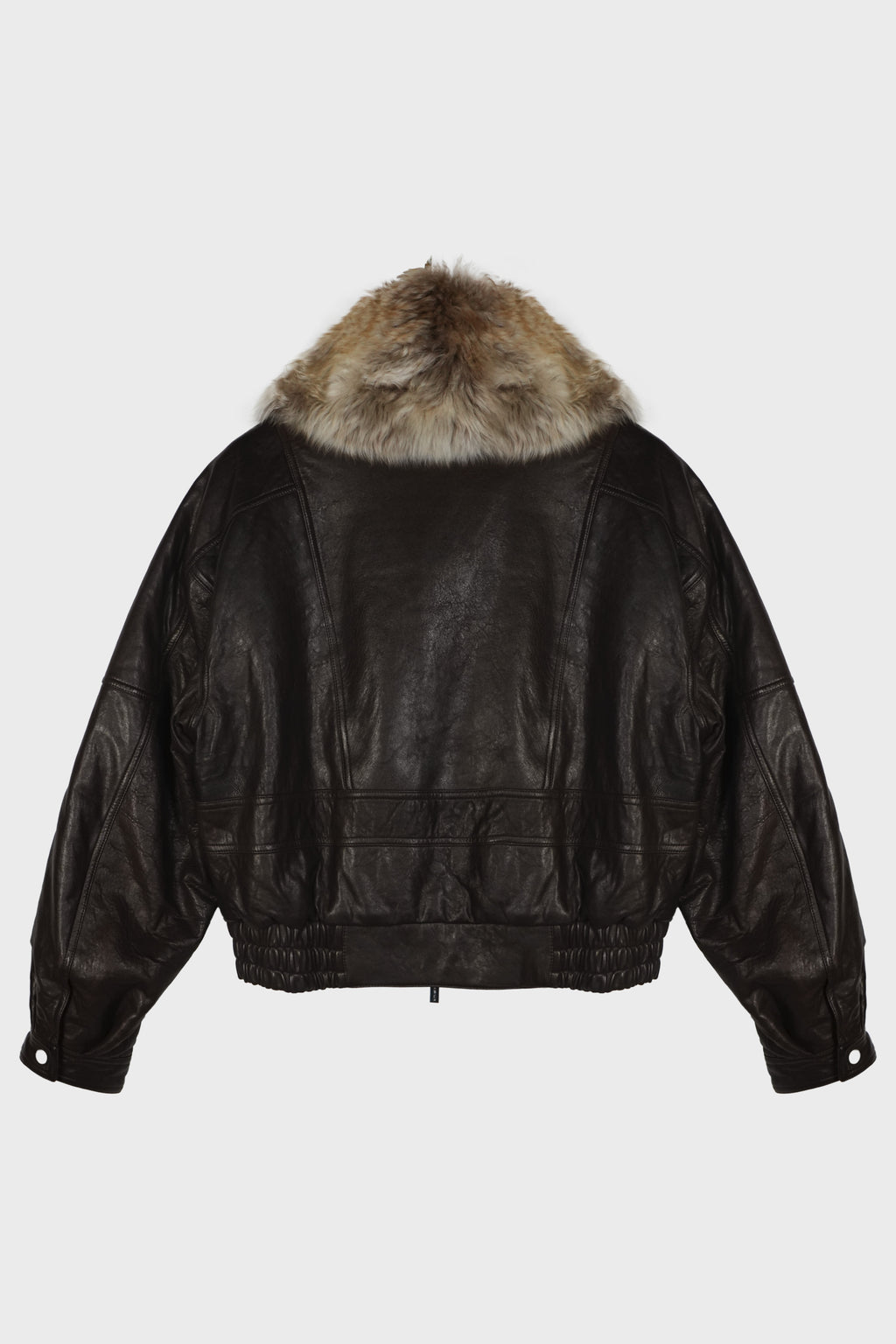 SHEARLINGCOLLAR BIKER LEATHER JACKET RED BROWN
