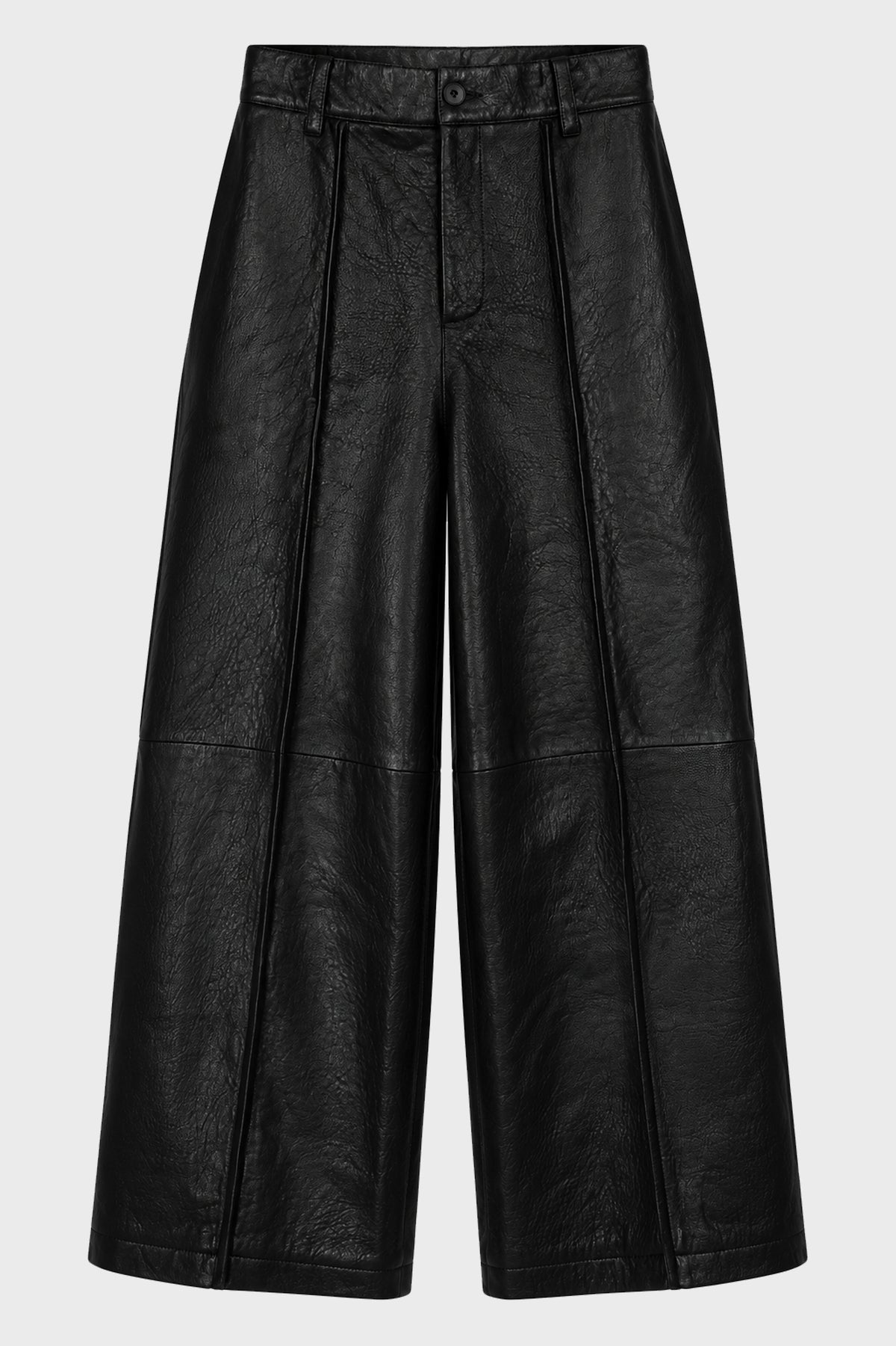 FRONT CENTER PANEL LEATHER TROUSERS