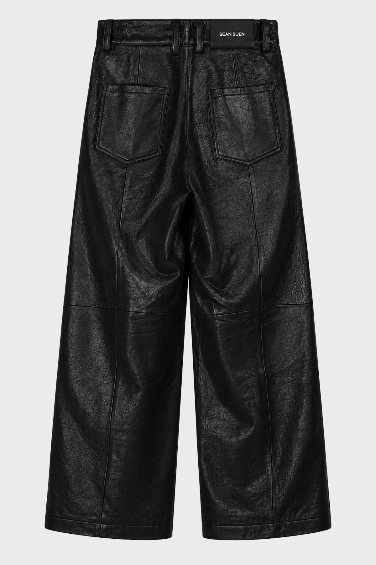 FRONT CENTER PANEL LEATHER TROUSERS