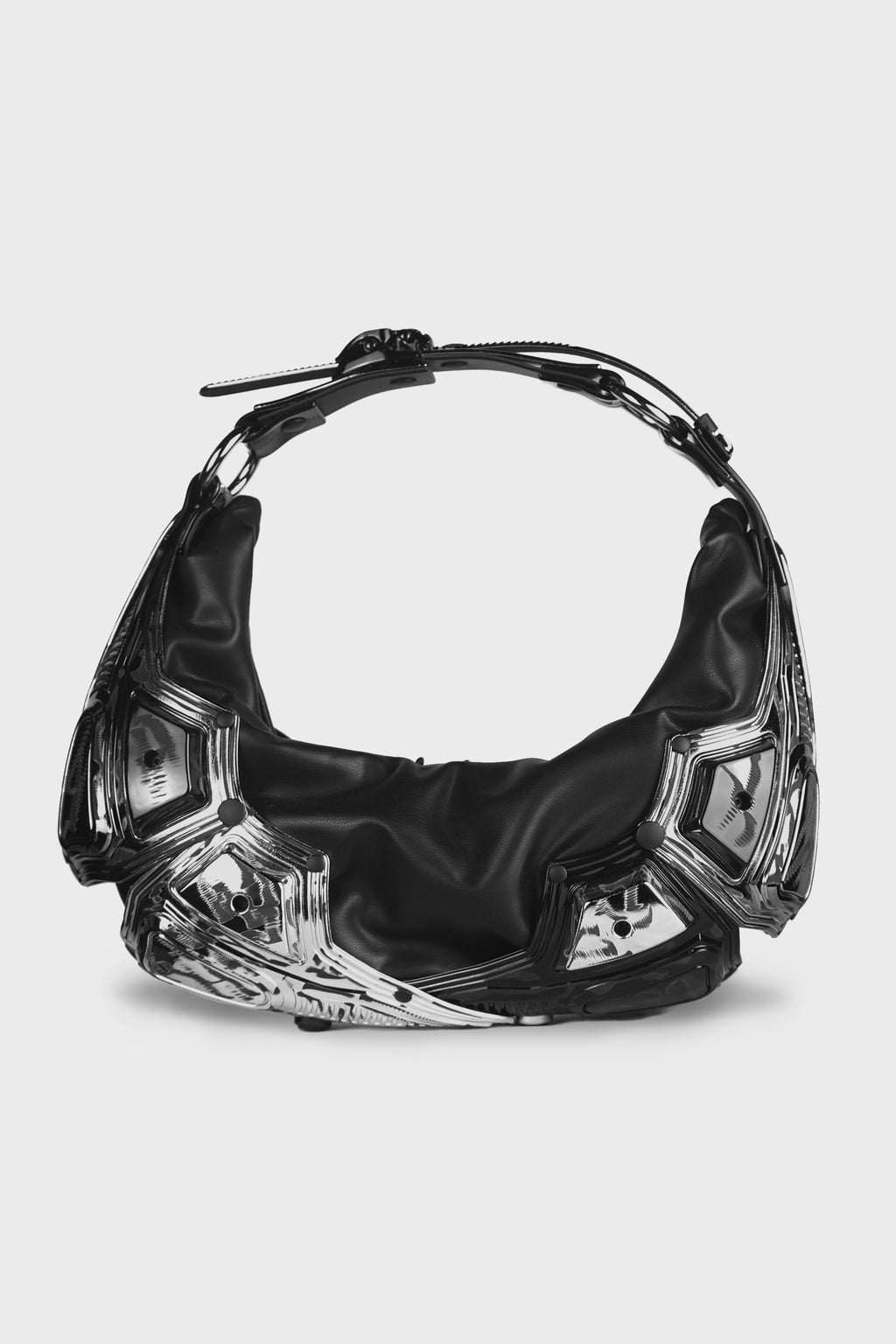 SMALL HALF MOON BAG PATCHWORK BLACK