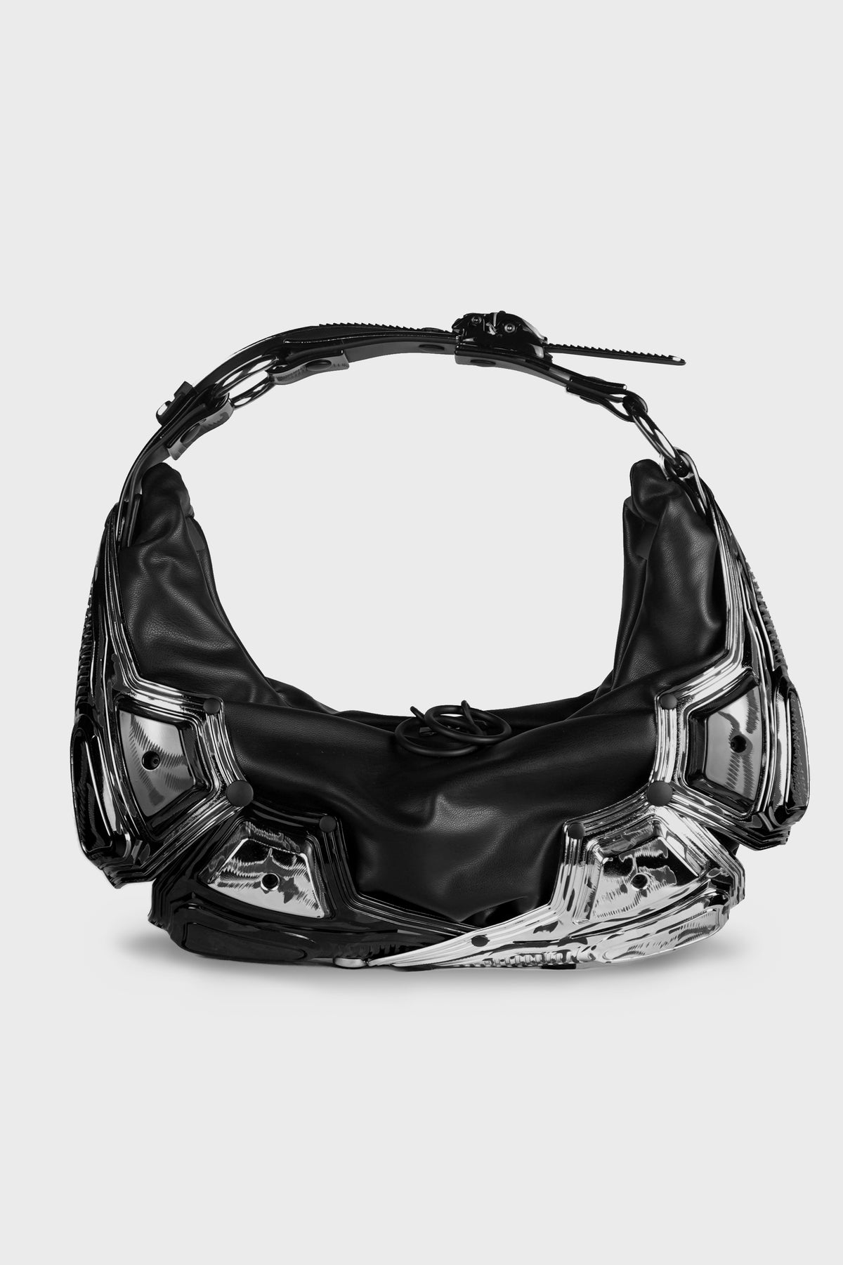 SMALL HALF MOON BAG PATCHWORK BLACK