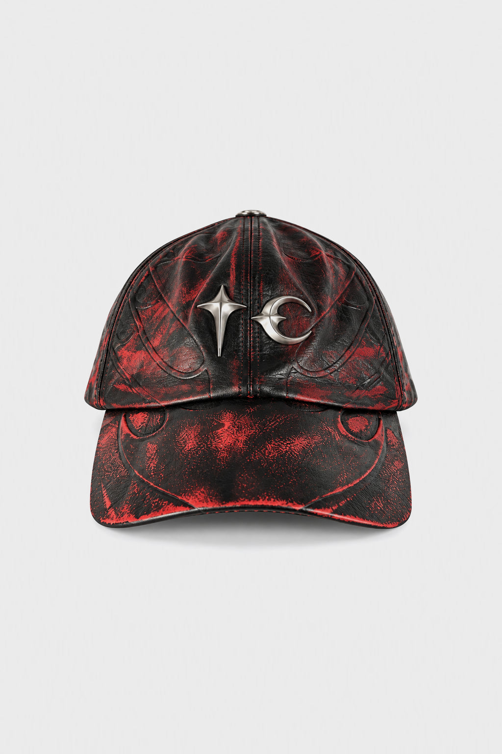 TC LEATHER CHOPPER CAP RED