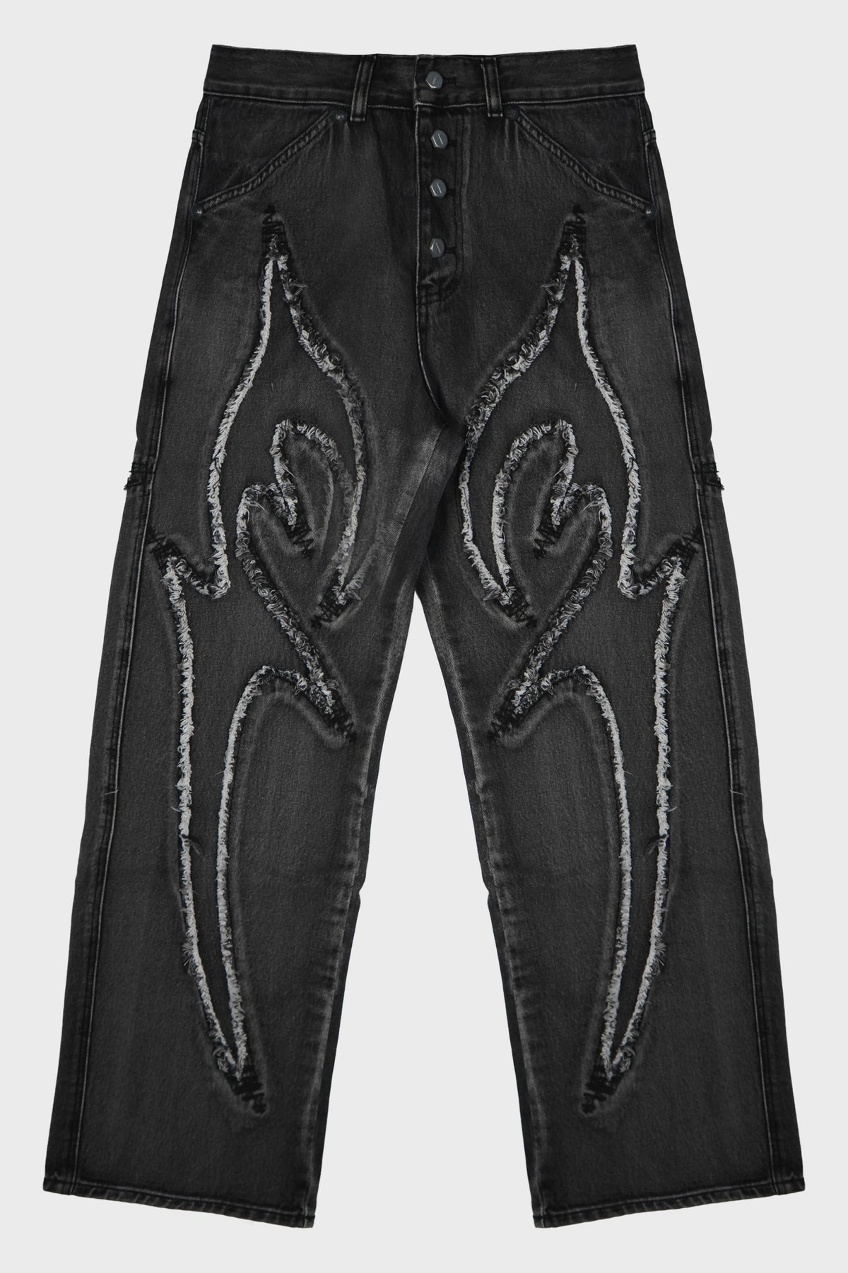 TRIBAL DENIM PANTS BLACK