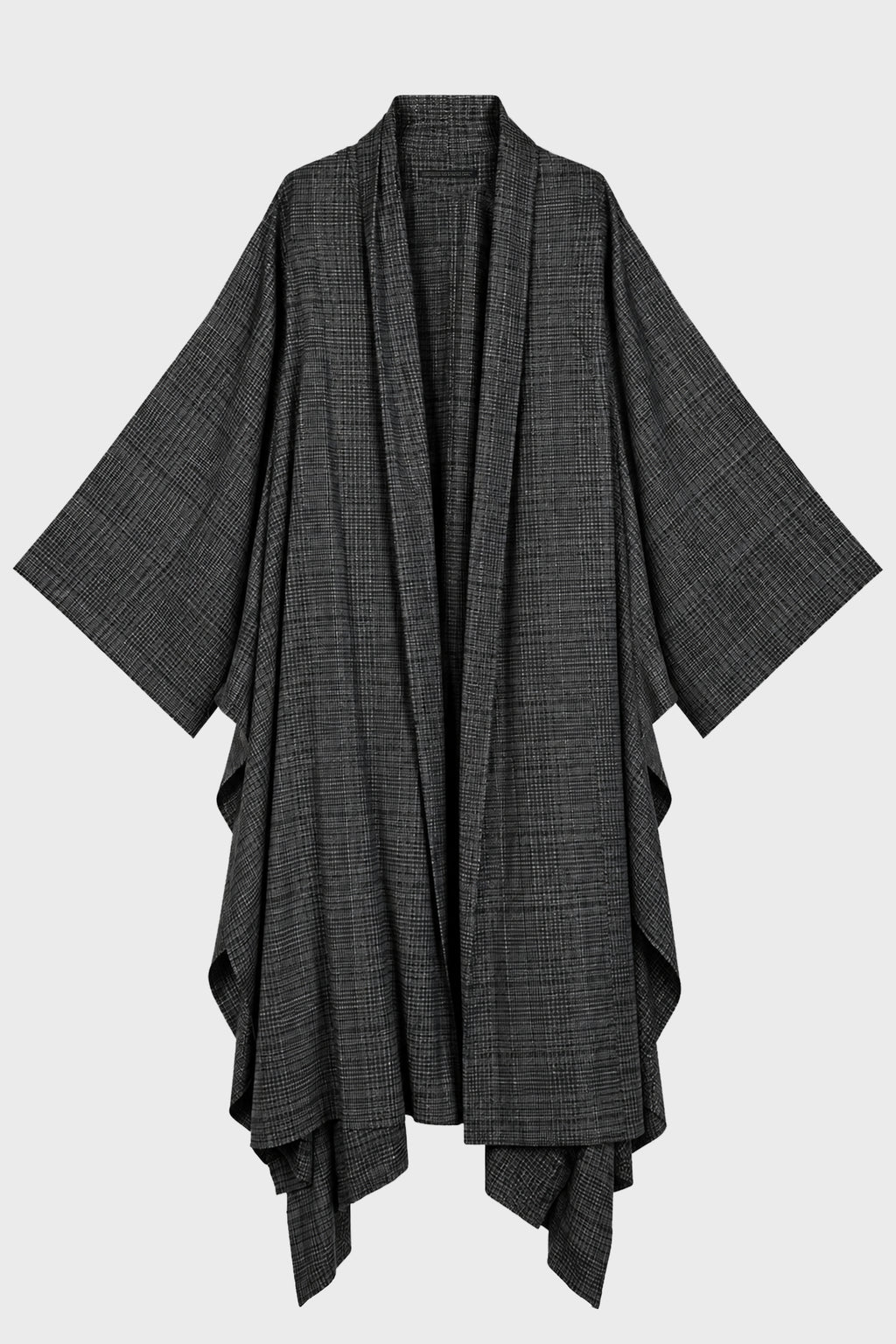 FULL-LENGTH FABRIC COAT WITH BELT BLACK