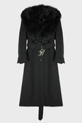 COAT WITH SHEARLING COLLAR AND CHARM BLACK