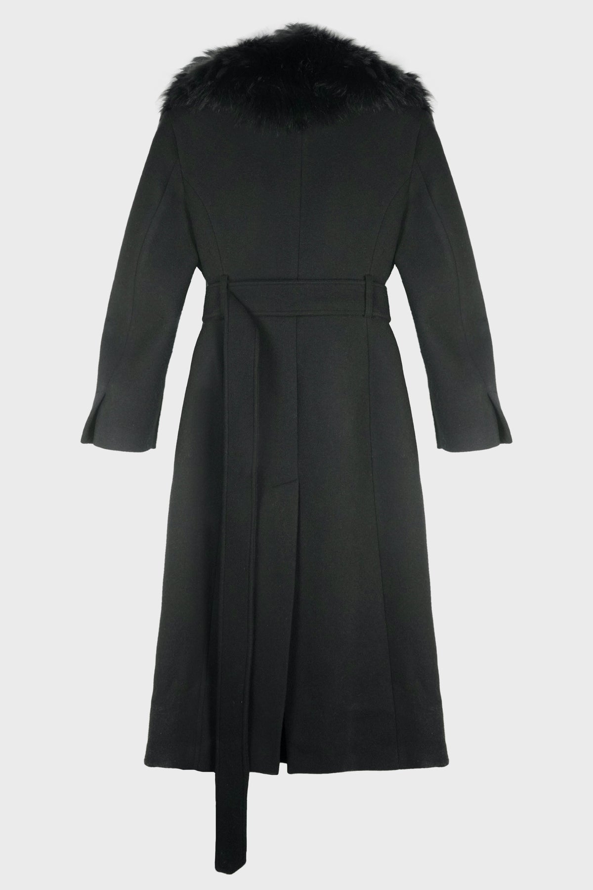 COAT WITH SHEARLING COLLAR AND CHARM BLACK