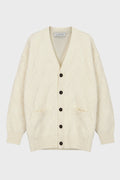V-NECK LOOSE CABLE STITCH CARDIGAN CLOUD
