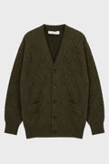 V-NECK LOOSE CABLE STITCH CARDIGAN EBONY