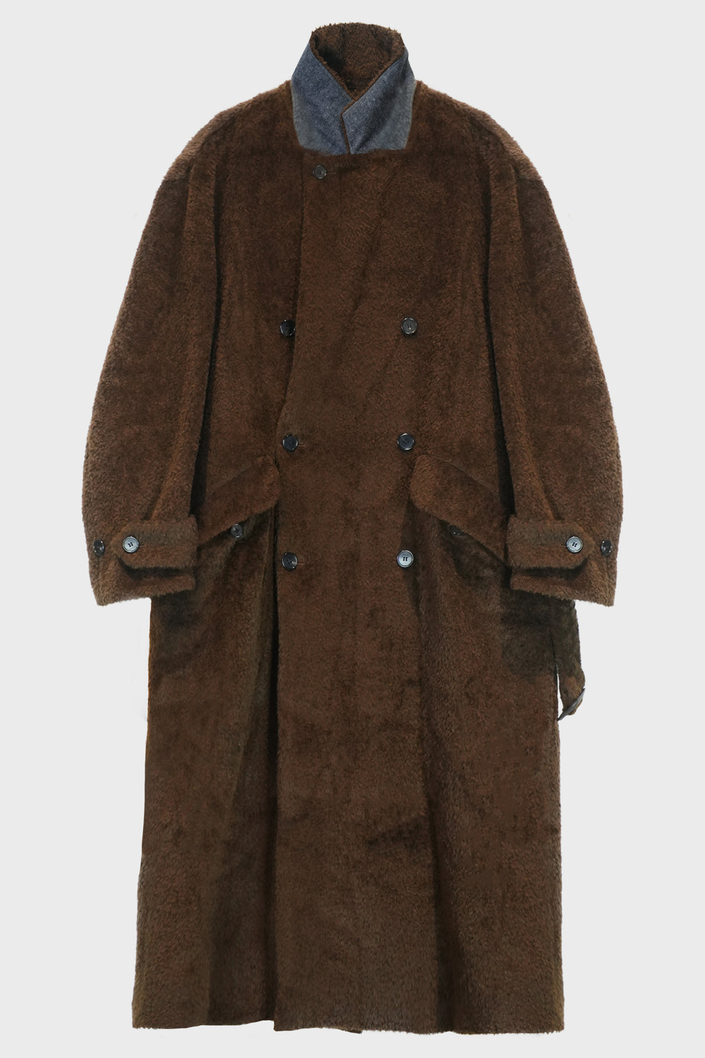 FAUX FUR DECONSTRUCTED COAT EBONY